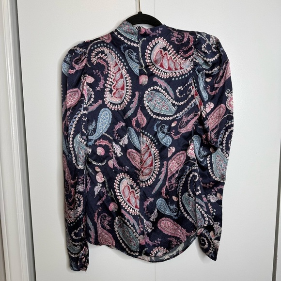 Thurley Crown Of Thornes Blouse Long sleeve Paisley Pearls Navy print size 4 RTR - Picture 10 of 13